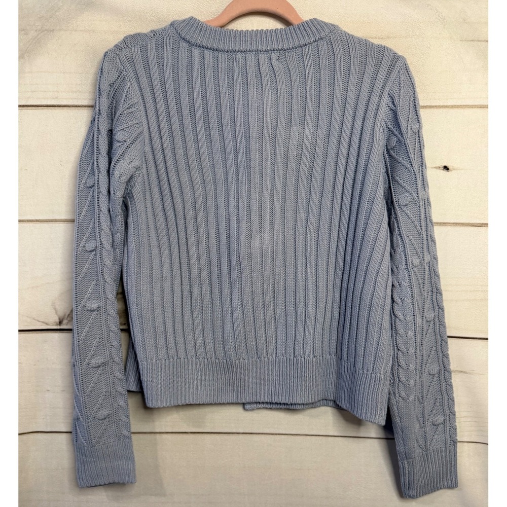 41 Hawthorn Frankie Cabled Bow Cardigan Light Blue Velvet‎ Bows Romantic Medium - Picture 7 of 7